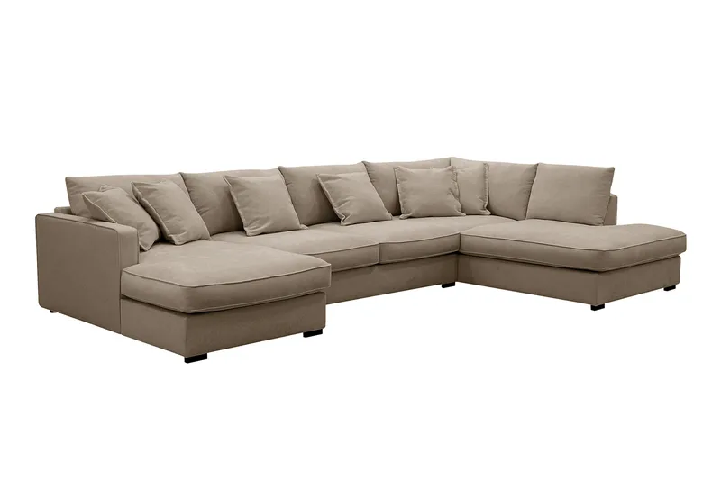 Rossita Lyx 5-istuttava Vasenkätinen U-muotoinen Extra syvä Sohva Divaanilla ja Lepotuoliosalla Kankaalla - Ruskea - Huonekalut - Sohva - Divaanisohva