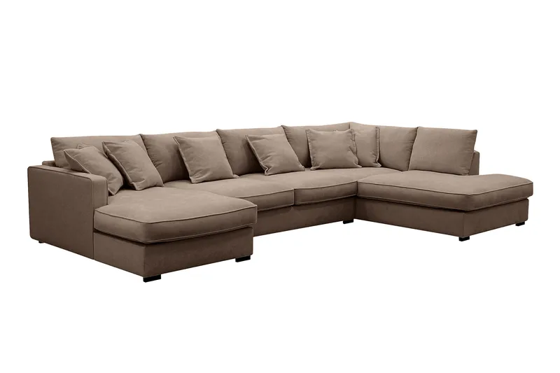 Rossita Lyx 5-istuttava Vasenkätinen U-muotoinen Extra syvä Sohva Divaanilla ja Lepotuoliosalla Kankaalla - Tummanruskea - Huonekalut - Sohva - Divaanisohva