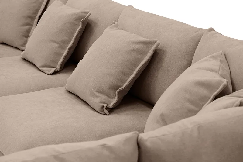 Rossita Lyx 5-istuttava Vasenkätinen U-muotoinen Extra syvä Sohva Divaanilla ja Lepotuoliosalla Kankaalla - Tummanruskea - Huonekalut - Sohva - Divaanisohva