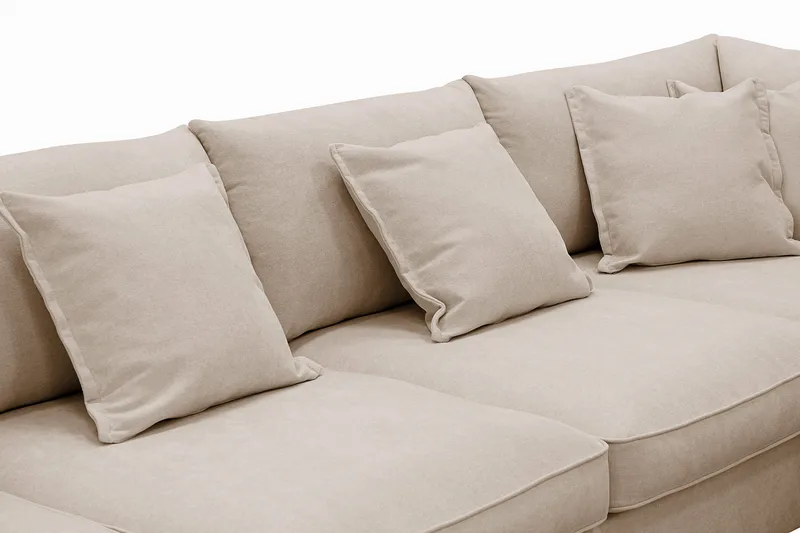 Rossita Lyx 5-istuttava Vasenkätinen U-muotoinen Extra syvä Sohva Divaanilla ja Lepotuoliosalla Kankaalla - Vaaleanruskea - Huonekalut - Sohva - Divaanisohva