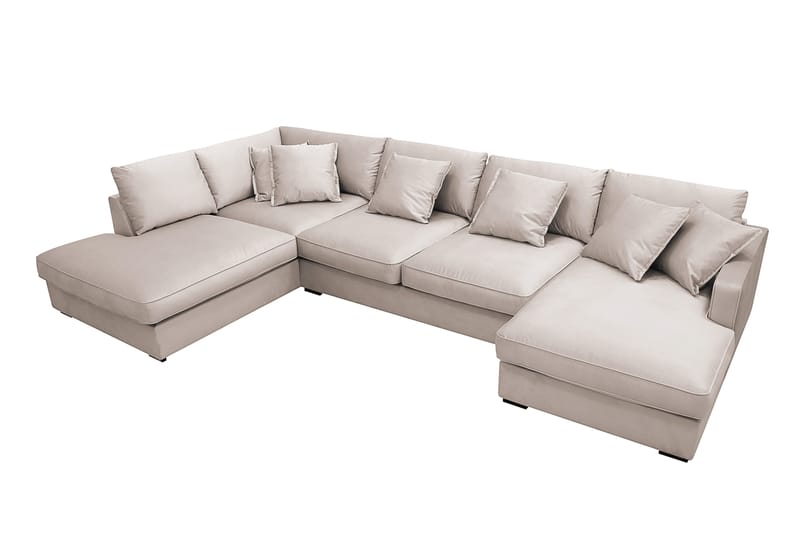 Rossita Lyx 5-istuttava Vasenkätinen U-muotoinen Extra syvä Sohva Divaanilla ja Lepotuoliosalla Sametilla - Beige - Huonekalut - Sohva - Divaanisohva