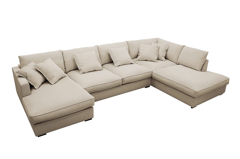 Rossita Lyx 5-istuttava Vasenkätinen U-muotoinen Extra syvä Sohva Divaanilla ja Lepotuoliosalla Vakosametilla - Kerma - Huonekalut - Sohva - Divaanisohva