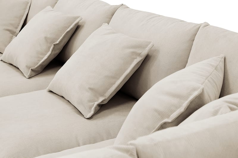 Rossita Lyx 5-istuttava Vasenkätinen U-muotoinen Extra syvä Sohva Divaanilla ja Lepotuoliosalla Vakosametilla - Kerma - Huonekalut - Sohva - Divaanisohva