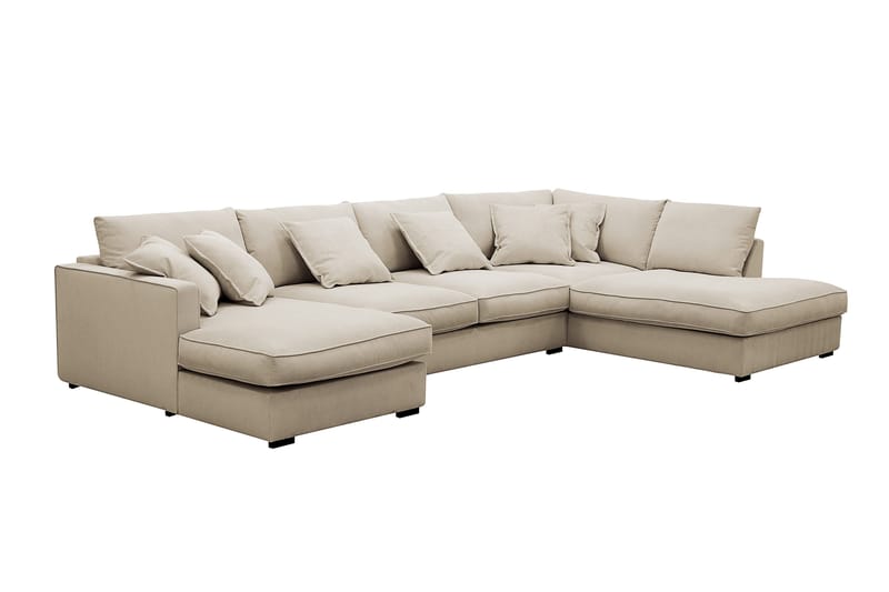 Rossita Lyx 5-istuttava Vasenkätinen U-muotoinen Extra syvä Sohva Divaanilla ja Lepotuoliosalla Vakosametilla - Kerma - Huonekalut - Sohva - Divaanisohva