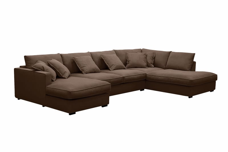 Rossita Lyx 5-istuttava Vasenkätinen U-muotoinen Extra syvä Sohva Divaanilla ja Lepotuoliosalla Vakosametilla - Tummanruskea - Huonekalut - Sohva - Divaanisohva