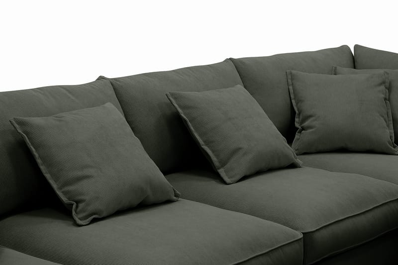 Rossita Lyx 5-istuttava Vasenkätinen U-muotoinen Extra syvä Sohva Divaanilla ja Lepotuoliosalla Vakosametilla - Tummanvihreä - Huonekalut - Sohva - Divaanisohva