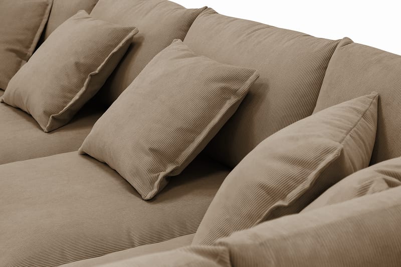 Rossita Lyx 5-istuttava Vasenkätinen U-muotoinen Extra syvä Sohva Divaanilla ja Lepotuoliosalla Vakosametilla - Vaaleanruskea - Huonekalut - Sohva - Divaanisohva