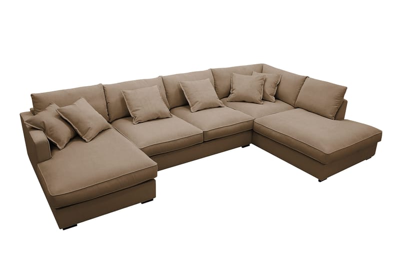 Rossita Lyx 5-istuttava Vasenkätinen U-muotoinen Extra syvä Sohva Divaanilla ja Lepotuoliosalla Vakosametilla - Vaaleanruskea - Huonekalut - Sohva - Divaanisohva