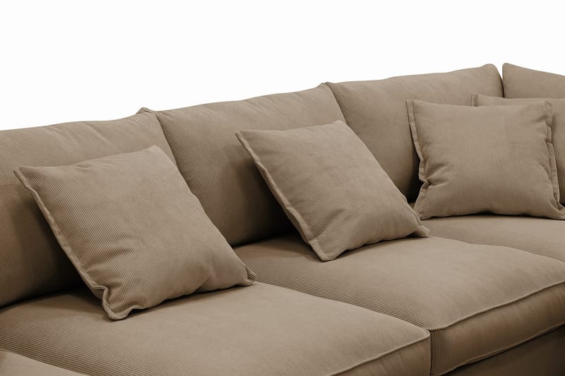 Rossita Lyx 5-istuttava Vasenkätinen U-muotoinen Extra syvä Sohva Divaanilla ja Lepotuoliosalla Vakosametilla - Vaaleanruskea - Huonekalut - Sohva - Divaanisohva