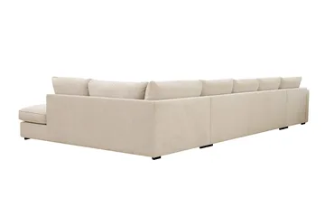Rossita Lyx 6-istuttava Oikeakätinen U-muotoinen Extra syvä Sohva Divaanilla ja Lepotuoliosalla Chenille-kankaalla - Beige - Huonekalut - Sohva - Divaanisohva