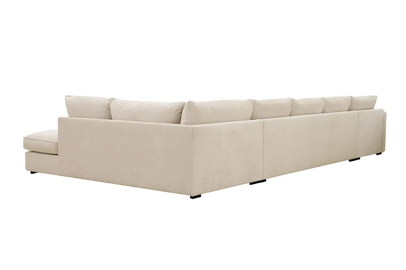 Rossita Lyx 6-istuttava Oikeakätinen U-muotoinen Extra syvä Sohva Divaanilla ja Lepotuoliosalla Chenille-kankaalla - Beige - Huonekalut - Sohva - Divaanisohva