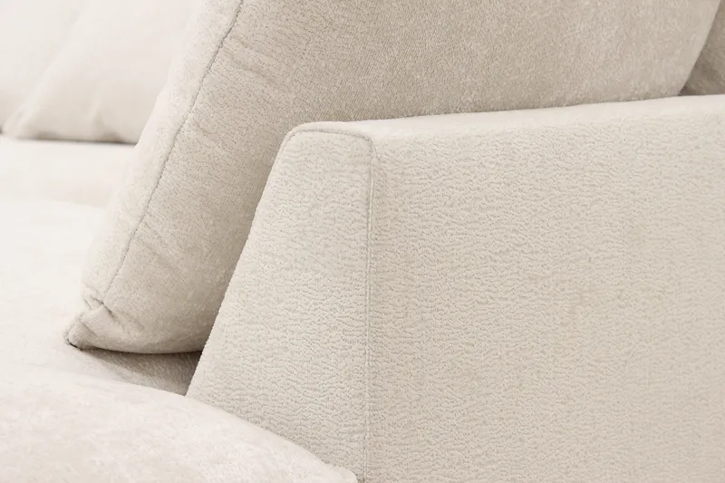 Rossita Lyx 6-istuttava Oikeakätinen U-muotoinen Extra syvä Sohva Divaanilla ja Lepotuoliosalla Chenille-kankaalla - Beige - Huonekalut - Sohva - Divaanisohva