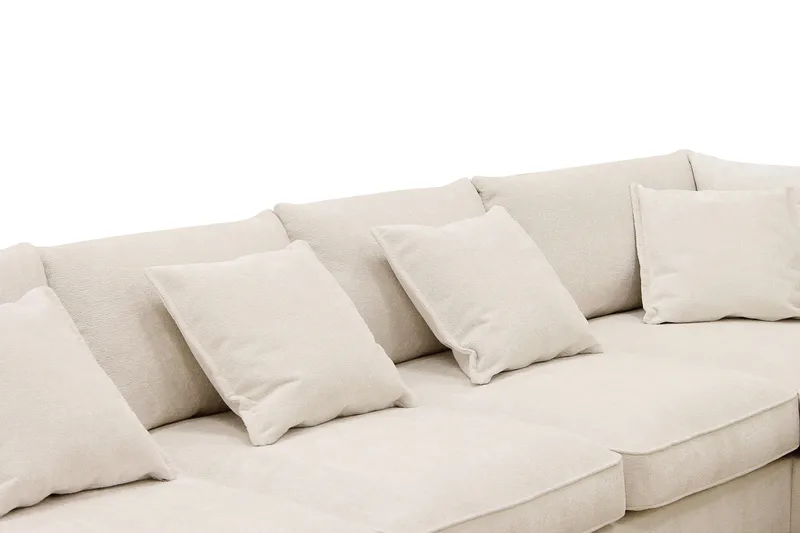 Rossita Lyx 6-istuttava Oikeakätinen U-muotoinen Extra syvä Sohva Divaanilla ja Lepotuoliosalla Chenille-kankaalla - Beige - Huonekalut - Sohva - Divaanisohva