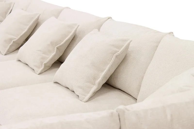 Rossita Lyx 6-istuttava Oikeakätinen U-muotoinen Extra syvä Sohva Divaanilla ja Lepotuoliosalla Chenille-kankaalla - Beige - Huonekalut - Sohva - Divaanisohva