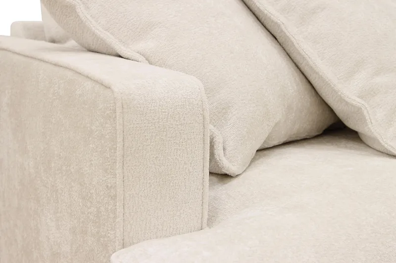 Rossita Lyx 6-istuttava Oikeakätinen U-muotoinen Extra syvä Sohva Divaanilla ja Lepotuoliosalla Chenille-kankaalla - Beige - Huonekalut - Sohva - Divaanisohva