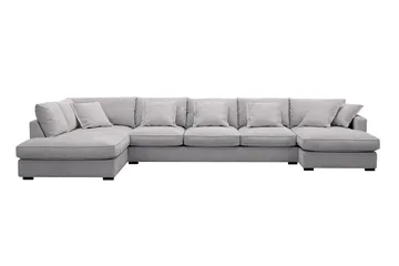 Rossita Lyx 6-istuttava Oikeakätinen U-muotoinen Extra syvä Sohva Divaanilla ja Lepotuoliosalla Chenille-kankaalla