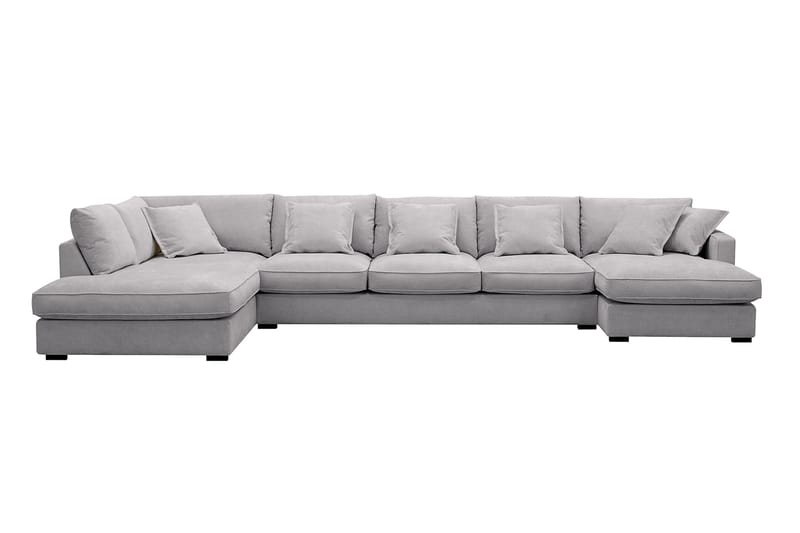 Rossita Lyx 6-istuttava Oikeakätinen U-muotoinen Extra syvä Sohva Divaanilla ja Lepotuoliosalla Chenille-kankaalla - Harmaa - Huonekalut - Sohva - Divaanisohva