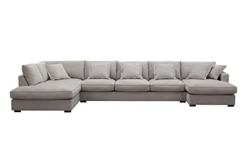 Rossita Lyx 6-istuttava Oikeakätinen U-muotoinen Extra syvä Sohva Divaanilla ja Lepotuoliosalla Chenille-kankaalla