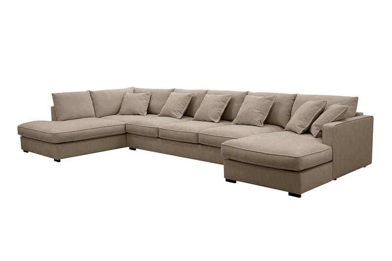 Rossita Lyx 6-istuttava Oikeakätinen U-muotoinen Extra syvä Sohva Divaanilla ja Lepotuoliosalla Kankaalla - Ruskea - Huonekalut - Sohva - Divaanisohva