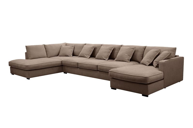 Rossita Lyx 6-istuttava Oikeakätinen U-muotoinen Extra syvä Sohva Divaanilla ja Lepotuoliosalla Kankaalla - Tummanruskea - Huonekalut - Sohva - Divaanisohva