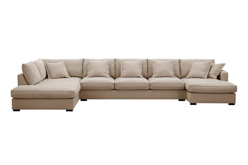 Rossita Lyx 6-istuttava Oikeakätinen U-muotoinen Extra syvä Sohva Divaanilla ja Lepotuoliosalla Kankaalla - Vaaleanruskea - Huonekalut - Sohva - Divaanisohva