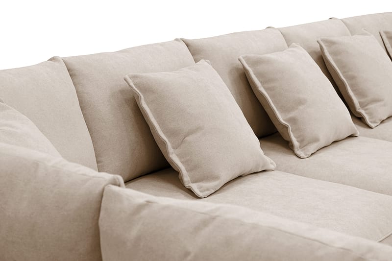 Rossita Lyx 6-istuttava Oikeakätinen U-muotoinen Extra syvä Sohva Divaanilla ja Lepotuoliosalla Kankaalla - Vaaleanruskea - Huonekalut - Sohva - Divaanisohva