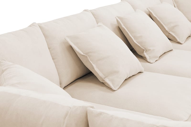 Rossita Lyx 6-istuttava Oikeakätinen U-muotoinen Extra syvä Sohva Divaanilla ja Lepotuoliosalla Vakosametilla - Beige - Huonekalut - Sohva - Divaanisohva