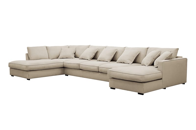 Rossita Lyx 6-istuttava Oikeakätinen U-muotoinen Extra syvä Sohva Divaanilla ja Lepotuoliosalla Vakosametilla - Kerma - Huonekalut - Sohva - Divaanisohva