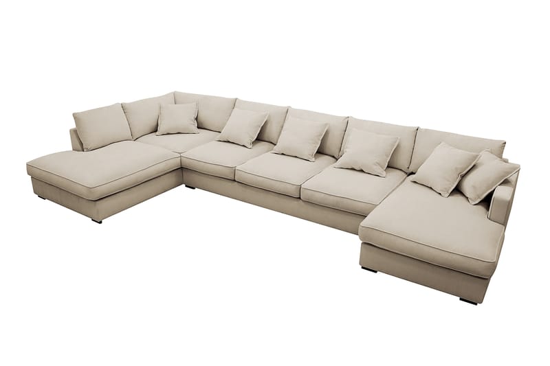 Rossita Lyx 6-istuttava Oikeakätinen U-muotoinen Extra syvä Sohva Divaanilla ja Lepotuoliosalla Vakosametilla - Kerma - Huonekalut - Sohva - Divaanisohva