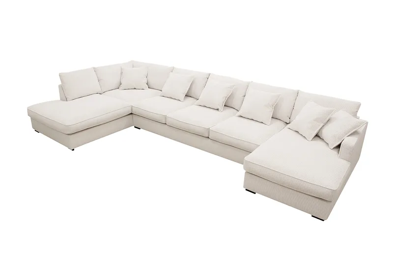 Rossita Lyx 6-istuttava Oikeakätinen U-muotoinen Extra syvä Sohva Divaanilla ja Lepotuoliosalla Vakosametilla - Luonnonvalkoinen - Huonekalut - Sohva - Divaanisohva