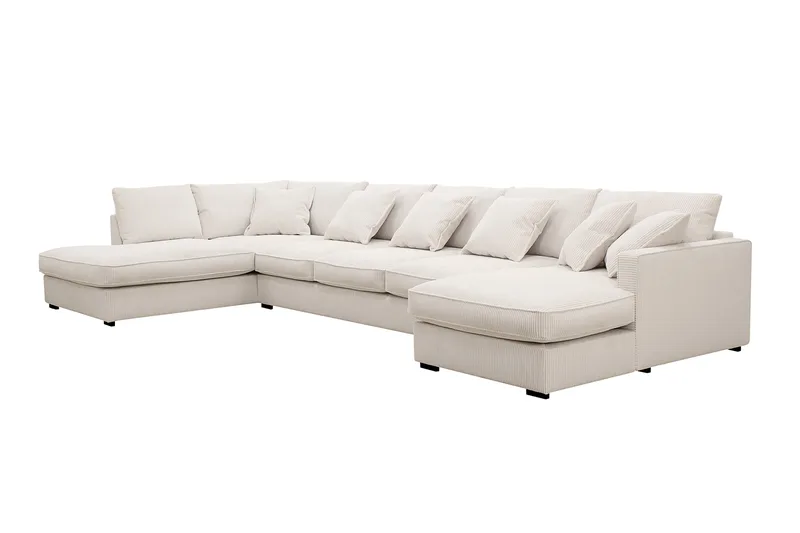 Rossita Lyx 6-istuttava Oikeakätinen U-muotoinen Extra syvä Sohva Divaanilla ja Lepotuoliosalla Vakosametilla - Luonnonvalkoinen - Huonekalut - Sohva - Divaanisohva