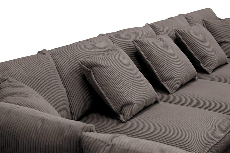 Rossita Lyx 6-istuttava Oikeakätinen U-muotoinen Extra syvä Sohva Divaanilla ja Lepotuoliosalla Vakosametilla - Ruskea - Huonekalut - Sohva - Divaanisohva