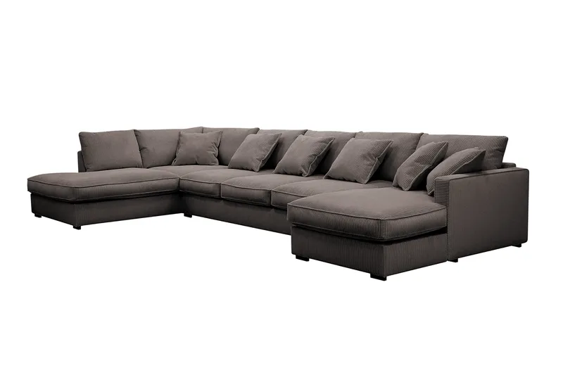 Rossita Lyx 6-istuttava Oikeakätinen U-muotoinen Extra syvä Sohva Divaanilla ja Lepotuoliosalla Vakosametilla - Ruskea - Huonekalut - Sohva - Divaanisohva