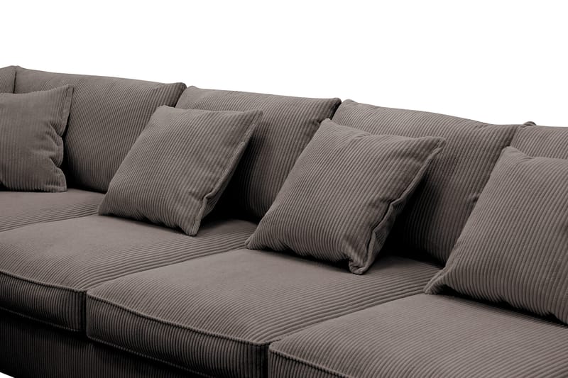 Rossita Lyx 6-istuttava Oikeakätinen U-muotoinen Extra syvä Sohva Divaanilla ja Lepotuoliosalla Vakosametilla - Ruskea - Huonekalut - Sohva - Divaanisohva