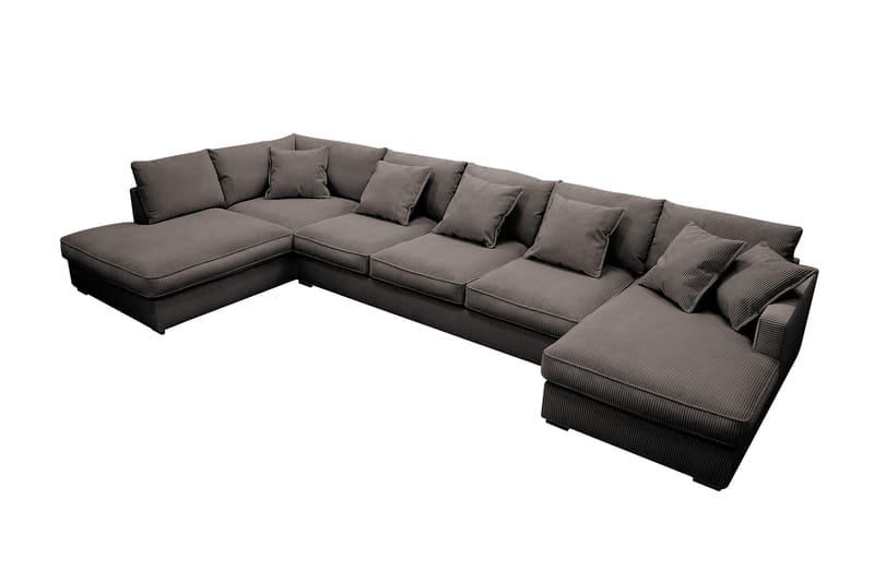 Rossita Lyx 6-istuttava Oikeakätinen U-muotoinen Extra syvä Sohva Divaanilla ja Lepotuoliosalla Vakosametilla - Ruskea - Huonekalut - Sohva - Divaanisohva
