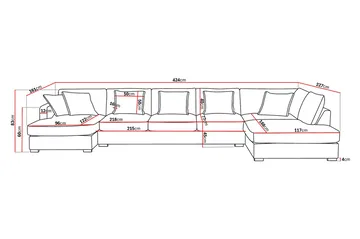 Rossita Lyx 6-istuttava Oikeakätinen U-muotoinen Extra syvä Sohva Divaanilla ja Lepotuoliosalla Vakosametilla - Tummanruskea - Huonekalut - Sohva - Divaanisohva