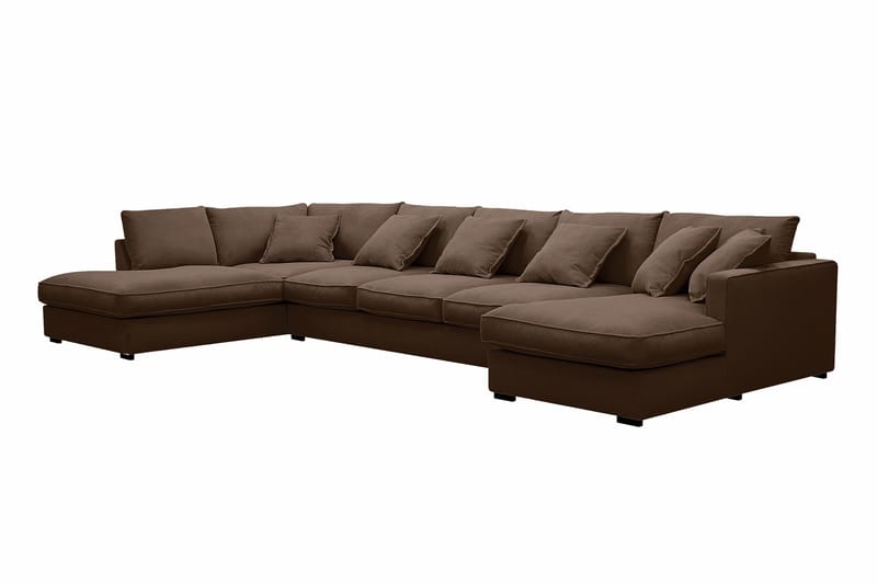 Rossita Lyx 6-istuttava Oikeakätinen U-muotoinen Extra syvä Sohva Divaanilla ja Lepotuoliosalla Vakosametilla - Tummanruskea - Huonekalut - Sohva - Divaanisohva
