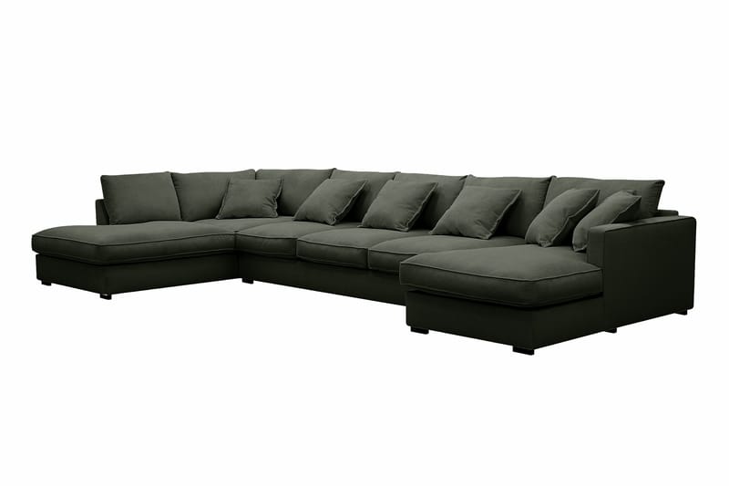 Rossita Lyx 6-istuttava Oikeakätinen U-muotoinen Extra syvä Sohva Divaanilla ja Lepotuoliosalla Vakosametilla - Tummanvihreä - Huonekalut - Sohva - Divaanisohva