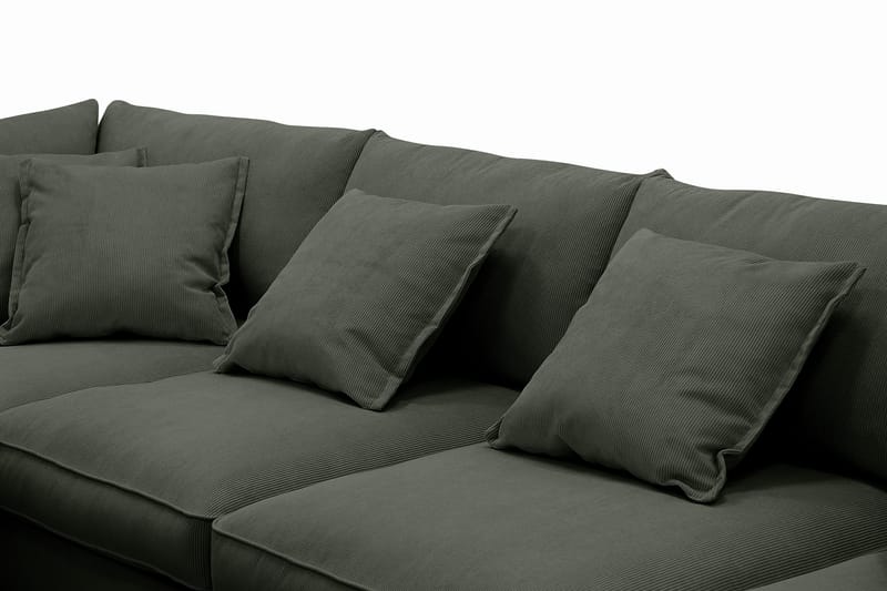 Rossita Lyx 6-istuttava Oikeakätinen U-muotoinen Extra syvä Sohva Divaanilla ja Lepotuoliosalla Vakosametilla - Tummanvihreä - Huonekalut - Sohva - Divaanisohva