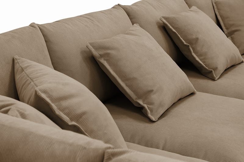 Rossita Lyx 6-istuttava Oikeakätinen U-muotoinen Extra syvä Sohva Divaanilla ja Lepotuoliosalla Vakosametilla - Vaaleanruskea - Huonekalut - Sohva - Divaanisohva