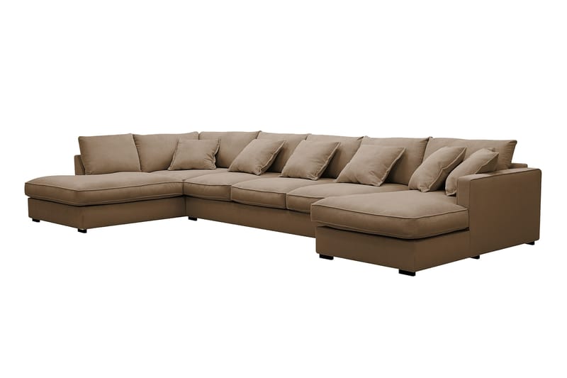 Rossita Lyx 6-istuttava Oikeakätinen U-muotoinen Extra syvä Sohva Divaanilla ja Lepotuoliosalla Vakosametilla - Vaaleanruskea - Huonekalut - Sohva - Divaanisohva