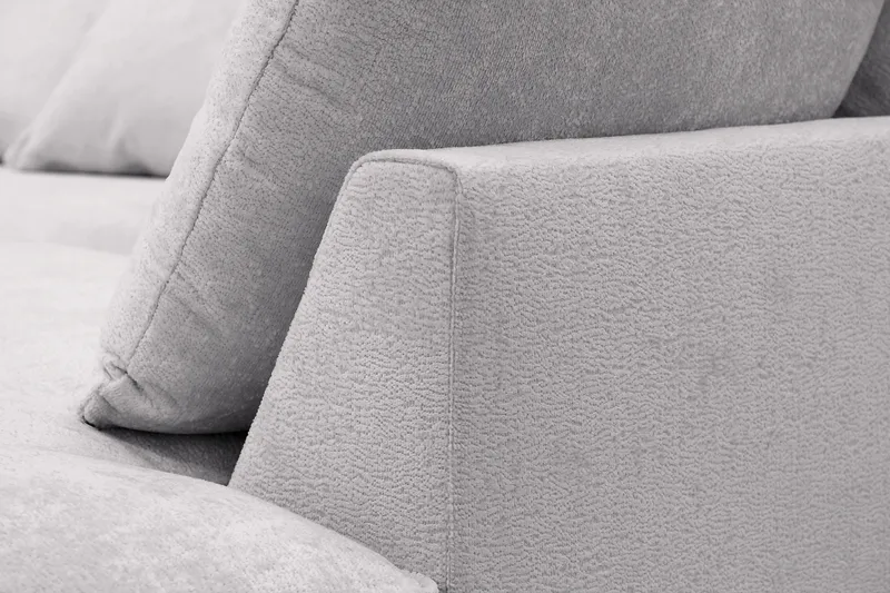 Rossita Lyx 6-istuttava Vasenkätinen U-muotoinen Extra syvä Sohva Divaanilla ja Lepotuoliosalla Chenille-kankaalla - Harmaa - Huonekalut - Sohva - Divaanisohva