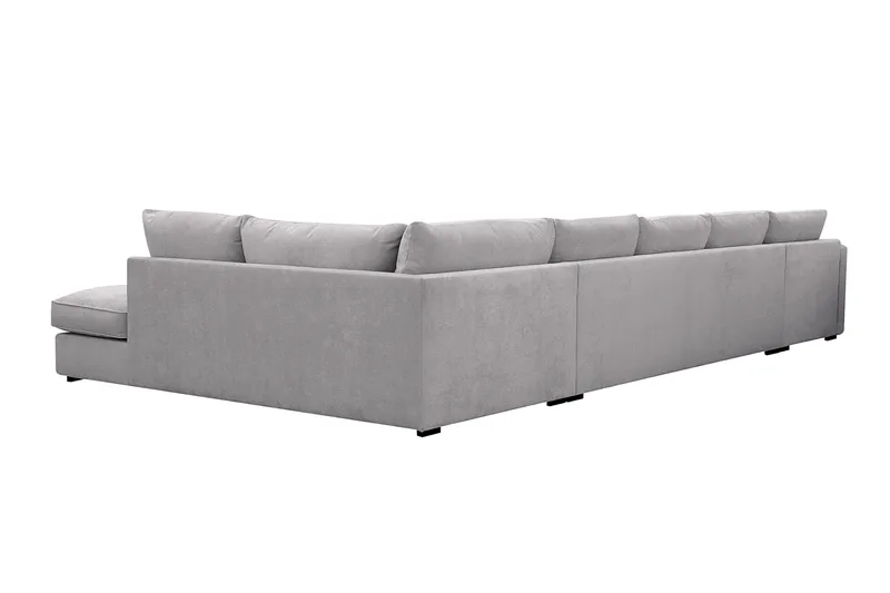 Rossita Lyx 6-istuttava Vasenkätinen U-muotoinen Extra syvä Sohva Divaanilla ja Lepotuoliosalla Chenille-kankaalla - Harmaa - Huonekalut - Sohva - Divaanisohva