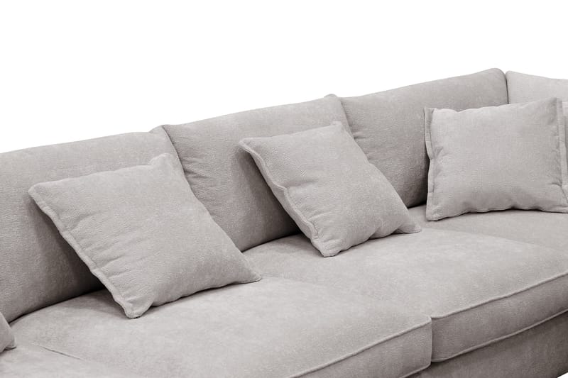 Rossita Lyx 6-istuttava Vasenkätinen U-muotoinen Extra syvä Sohva Divaanilla ja Lepotuoliosalla Chenille-kankaalla - Harmaa/Ruskea - Huonekalut - Sohva - Divaanisohva