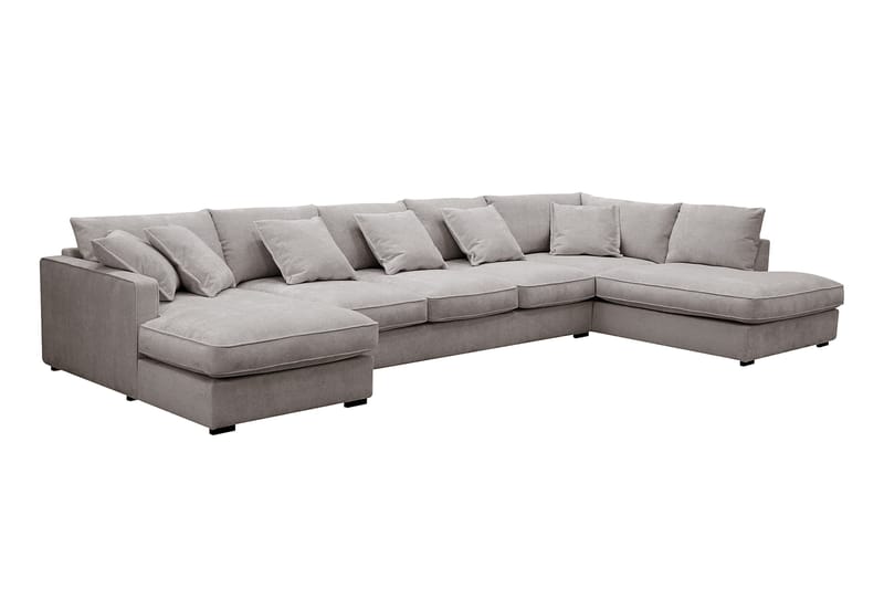 Rossita Lyx 6-istuttava Vasenkätinen U-muotoinen Extra syvä Sohva Divaanilla ja Lepotuoliosalla Chenille-kankaalla - Harmaa/Ruskea - Huonekalut - Sohva - Divaanisohva