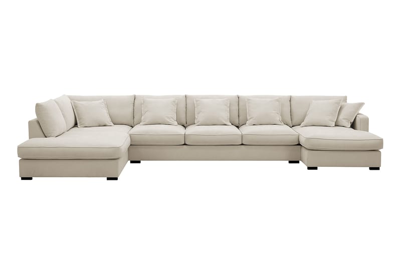 Rossita Lyx 6-istuttava Vasenkätinen U-muotoinen Extra syvä Sohva Divaanilla ja Lepotuoliosalla Kankaalla, Beige