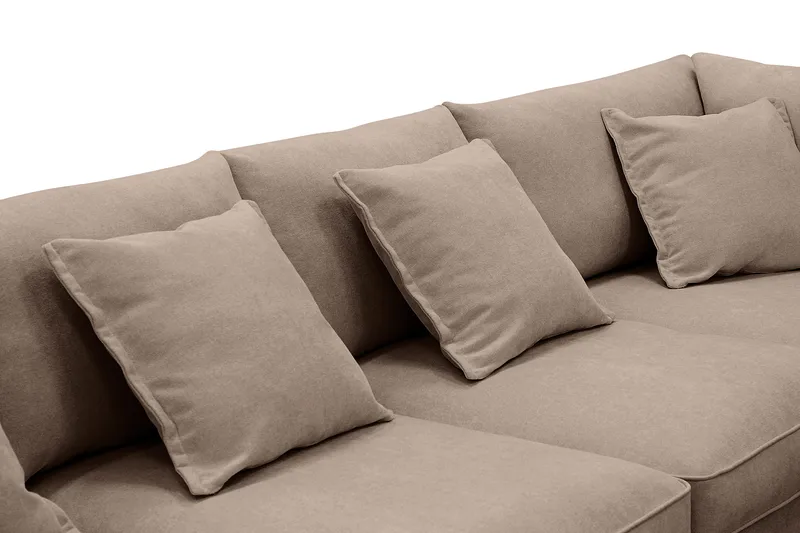 Rossita Lyx 6-istuttava Vasenkätinen U-muotoinen Extra syvä Sohva Divaanilla ja Lepotuoliosalla Kankaalla - Tummanruskea - Huonekalut - Sohva - Divaanisohva