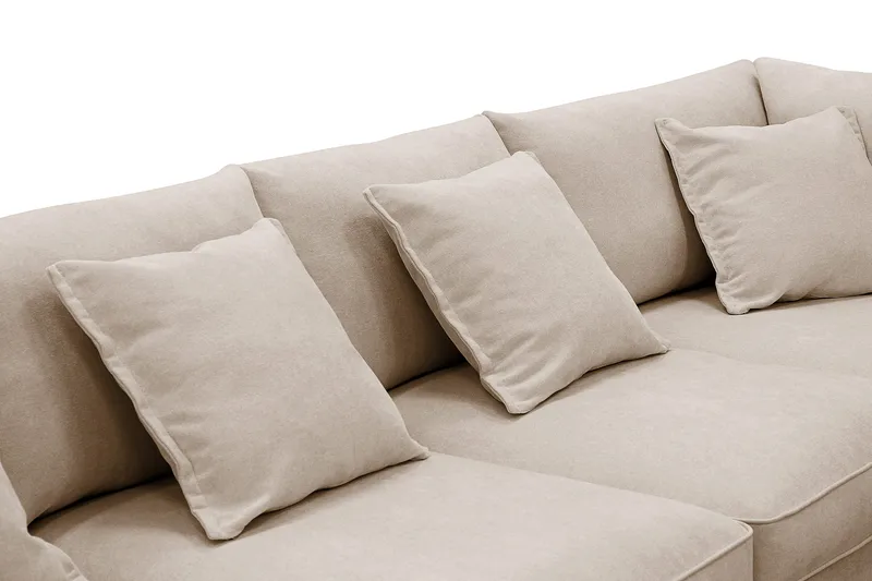 Rossita Lyx 6-istuttava Vasenkätinen U-muotoinen Extra syvä Sohva Divaanilla ja Lepotuoliosalla Kankaalla - Vaaleanruskea - Huonekalut - Sohva - Divaanisohva