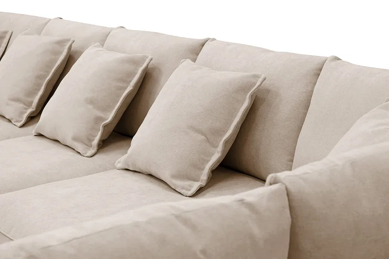 Rossita Lyx 6-istuttava Vasenkätinen U-muotoinen Extra syvä Sohva Divaanilla ja Lepotuoliosalla Kankaalla - Vaaleanruskea - Huonekalut - Sohva - Divaanisohva