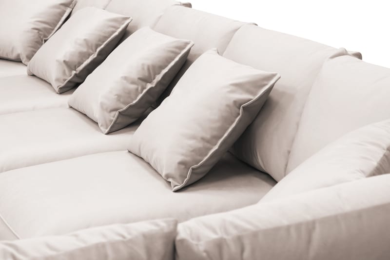 Rossita Lyx 6-istuttava Vasenkätinen U-muotoinen Extra syvä Sohva Divaanilla ja Lepotuoliosalla Sametilla - Beige - Huonekalut - Sohva - Divaanisohva